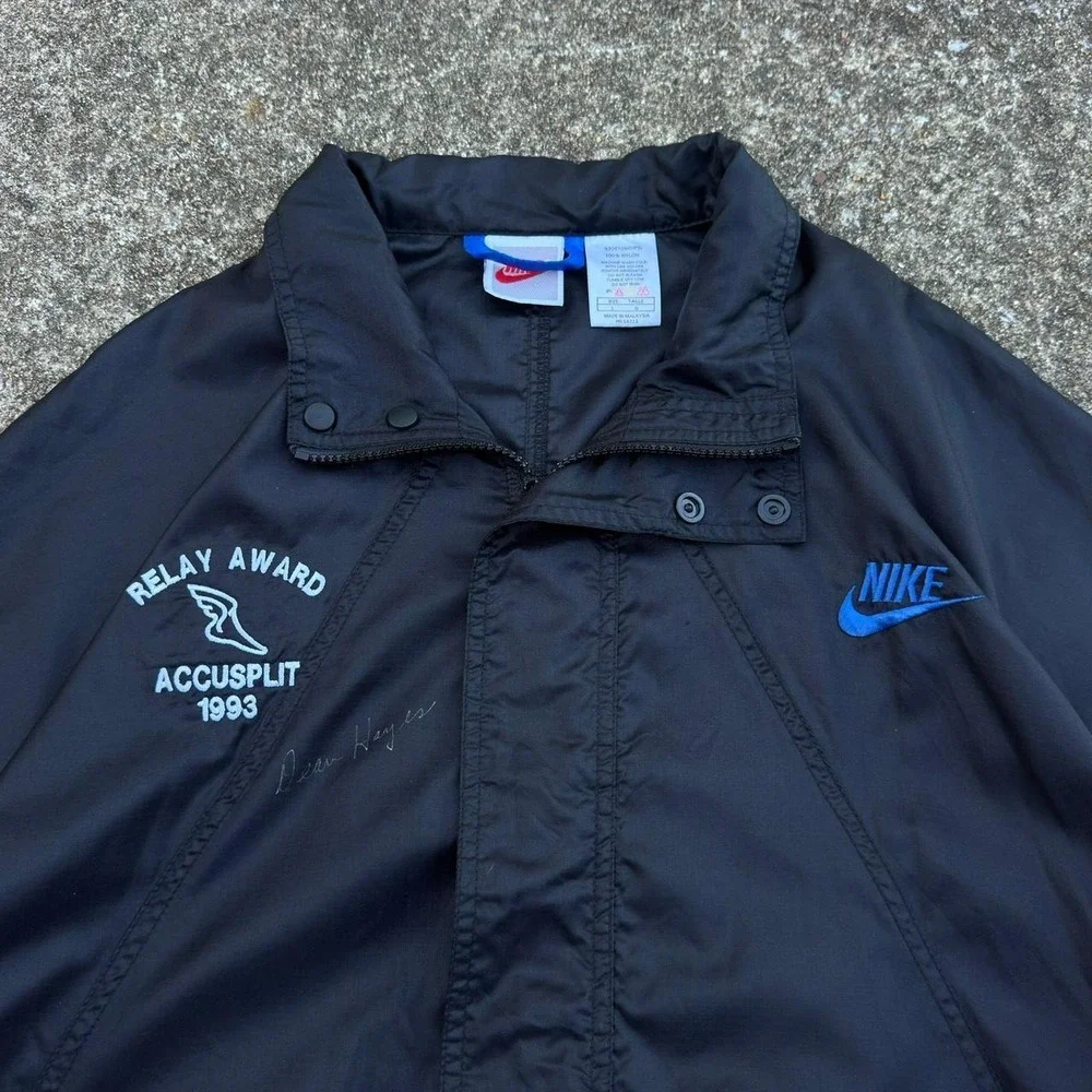 Vintage 90s Nike Windbreaker Jacket Y2K Sportswear Black Blue Large (d7)
